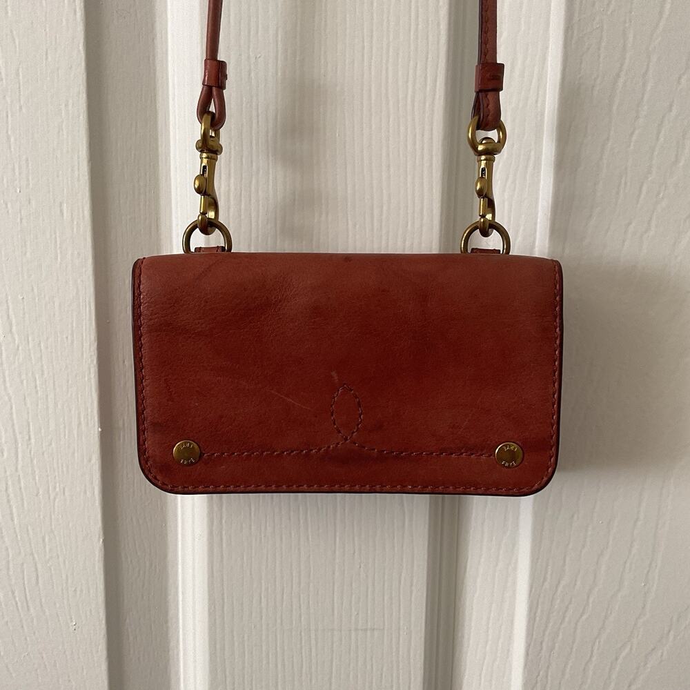 FRYE Wallet Crossbody Leather Clutch Red Removable Strap Concert Western